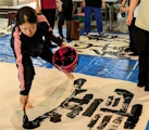奈良女書道部「書道パフォーマンス」の練習